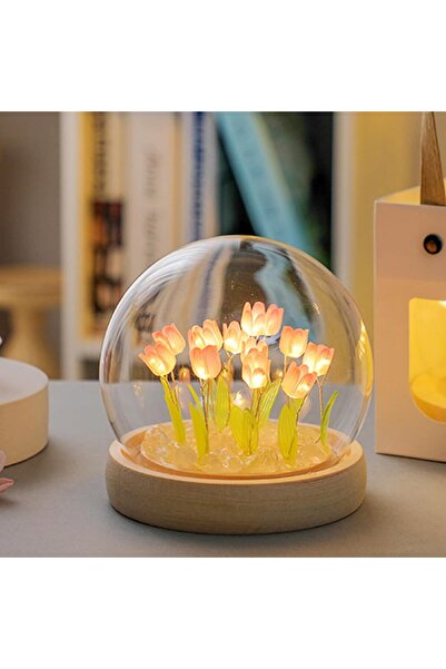 Genel Markalar Lale Kristal Işıklı Küre Pembe Büyük Boy (15X15 CM)