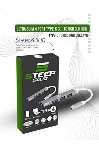 Steep Solid Ultra Slim 4 Port Type-C 3.1 to USB 3.0 Hub - TYPE C USB ÇOKLAYICI