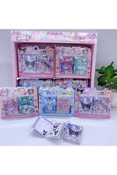 Eva Rose sanrio kawaii mini 2'li defter ve sticker sulu simli kapaklı sevimli  anahtarlık özellikli 6cm
