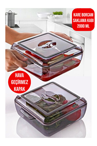 CocoVia Hava Geçirmez Kapaklı Kare Borcam Saklama Kabı - Kamp/Piknik Malzemes...