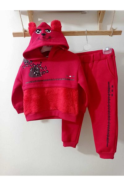krm kerem bebe Thick Winter Hood Detailed Girl's Set