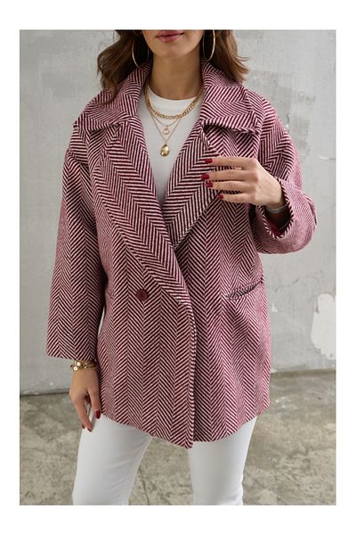 Elif Özbey Butik Голямо късо палто в бордо Fish Back