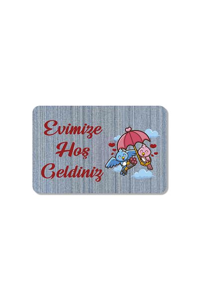 M&H Quality Welcome Written Floral Pattern - Digital Printed Door, Washable Cat and Doormat