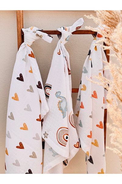 Tinybabyconcept Organic 100% Cotton Multi-Purpose Baby Blanket Set of 3 90X90 cm Muslin Cloth Blanket