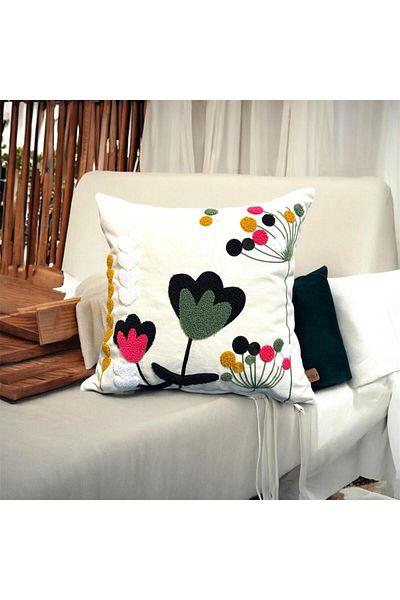 HD HOME COLLECTİON Linen Fabric Punch Throw Pillow Cover (Punch)