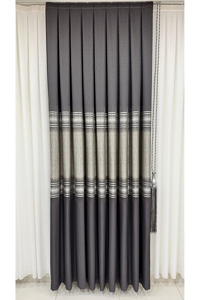 Fon Dünyası Anthracite Silver Single Wing Panel Background Curtain