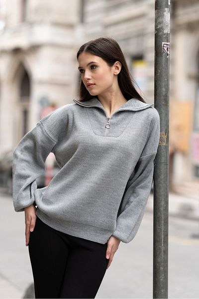 Cloudy Kids Turtleneck Zippered Oversize Sweater