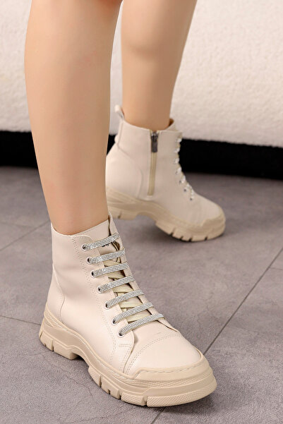 kajal ayakkabı SANSA Simli Bağcıklı Fermuarlı Bot