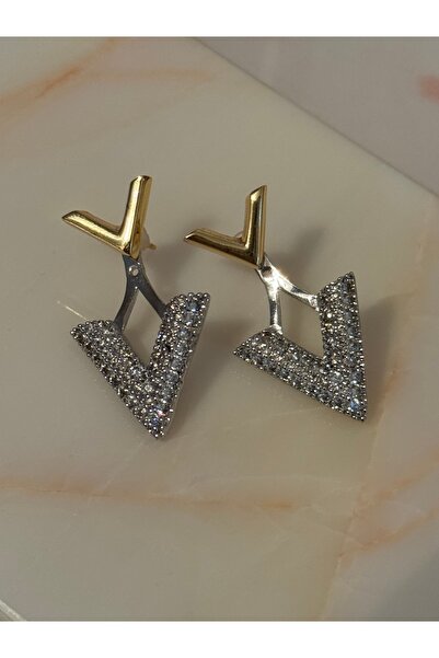 MioArt Kadın Taşlı V Küpe Trend Model