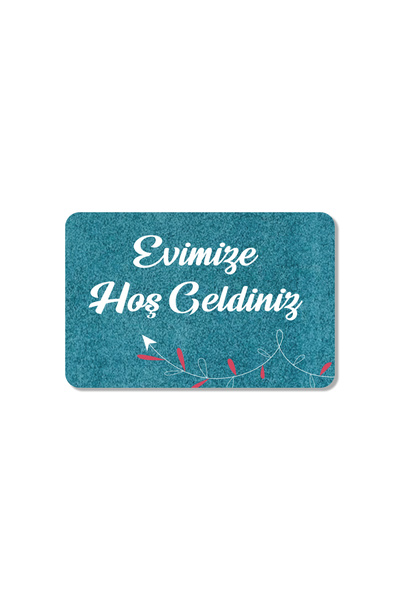 M&H Quality Welcome Written Floral Pattern - Digital Printed Door, Washable Cat and Doormat