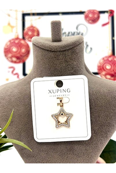 XUPING JEWELRY Zirkon Taşlı Yıldız Kolye Ucu (18k Gold 1,8x1.8cm)