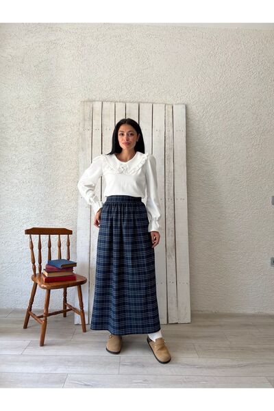 KÜÇÜĞÜM BUTİK Синя спідниця з клітинним візерунком