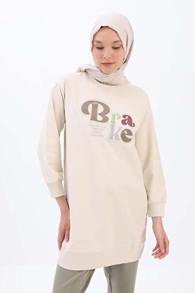 ALLDAY Ecru Appliqué Embroidered Sweat Tunic