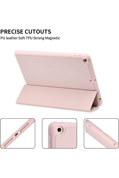 UnDePlus Ipad Pro 10.5 Kılıf Silikon Kalem Bölmeli Smart Case A1701 A1709 A1852 Rosegold