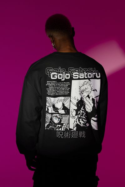 SEVBANO Gojo Satoru Printed Unisex Oversize Anime Character Sweatshirt