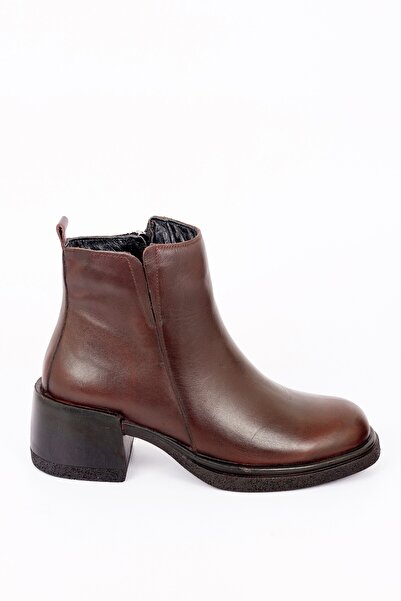 VENZA Cizme de damă cu toc din piele naturală maro