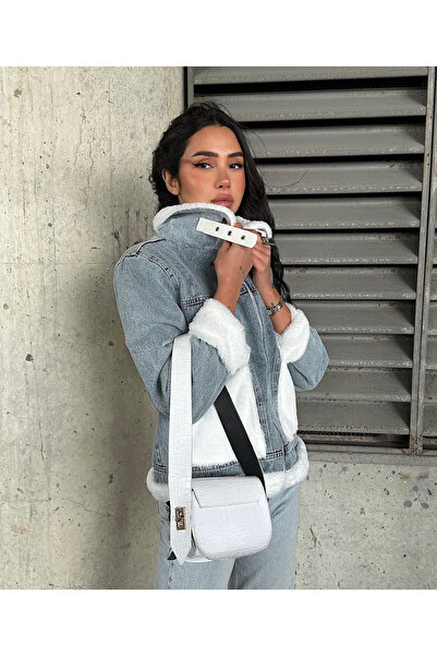 Ekim Store Синій джинсовий куртка з хутряною підкладкою та кишенями