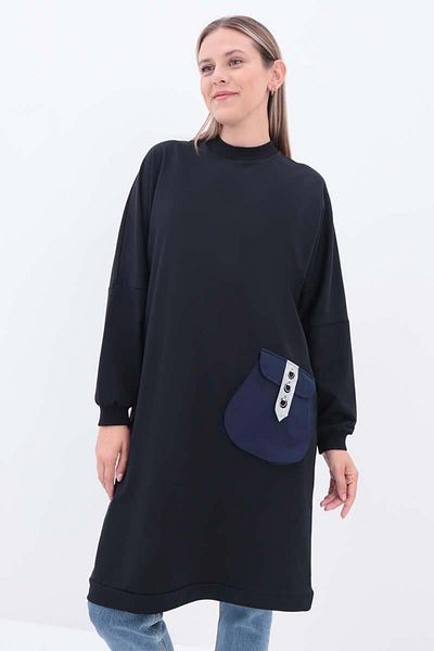 ALLDAY Navy Blue-Accessory Pocket Sweat Tunic