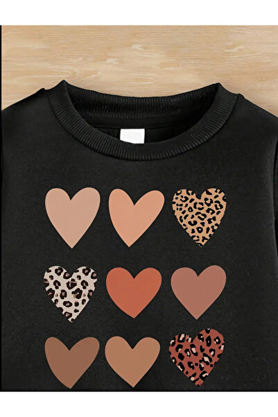 Hamham kids Girl's Heart Printed Bottom Top Tracksuit Set