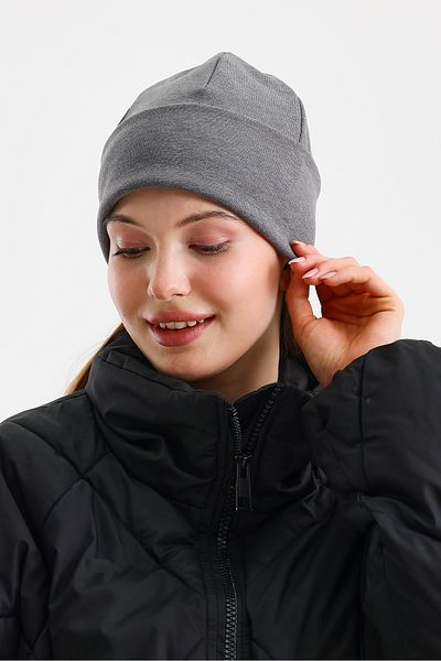 Butikgiz Women's Gray Thermal 100% Cotton Soft Beret Sultan Style Series (2 Different Looks in One)