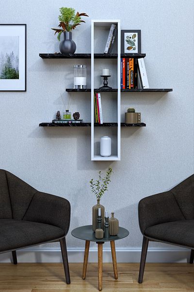 moka park avm 10 Compartments 3 Shelves Wall Mounted Decorative Multi-Purpose Shelf Bookcase