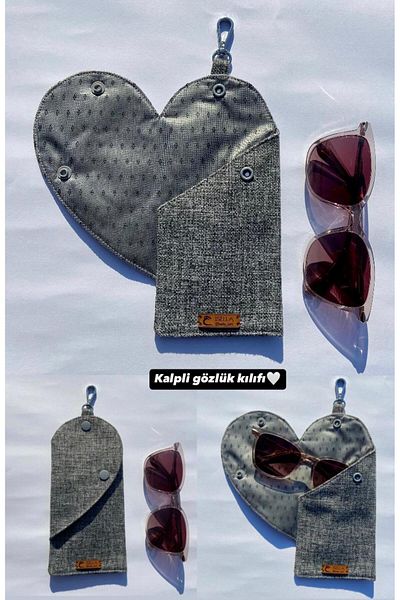 İsella Gray Unisex Heart Glasses Case