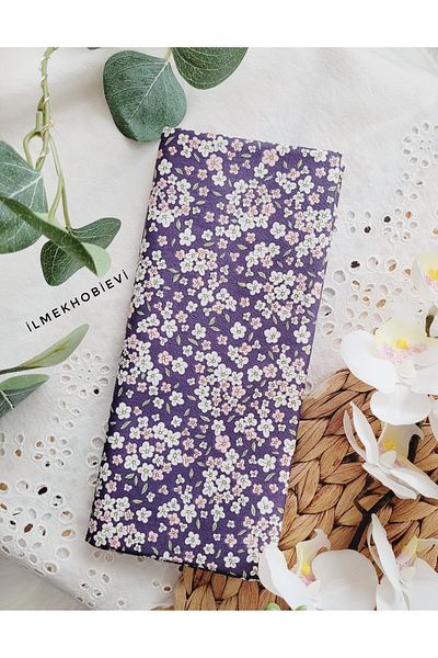 ilmekhobievi Poplin Fabric Floral Pattern Purple 100% Cotton 50X170Cm (1Pcs)