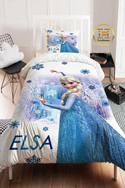 EVSEHOMES DİJİTAL BASKI MAVİ ELSA NEVRESİM TAKIMI