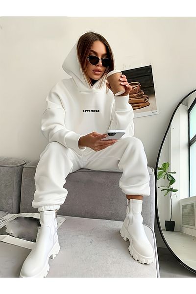 Let's Wear Premium για γυναίκες 3η Σετ φούτερ και παντελόνι από νήματα - Αθλητικό σετ 2 τεμαχίων