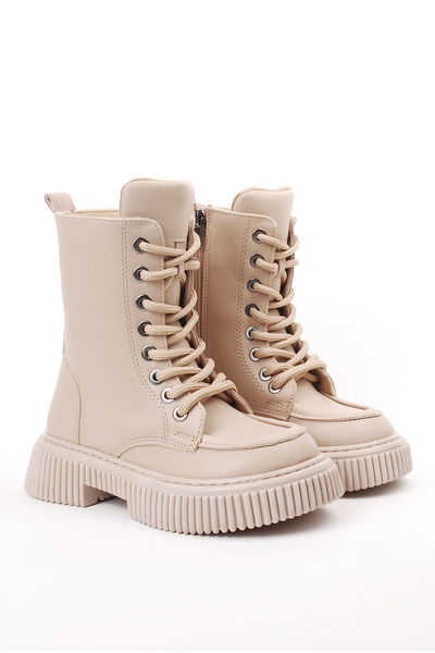 Rıdvan Çelik Girl's Thick Sole Cold-Proof Lace-Up and Zippered Boots