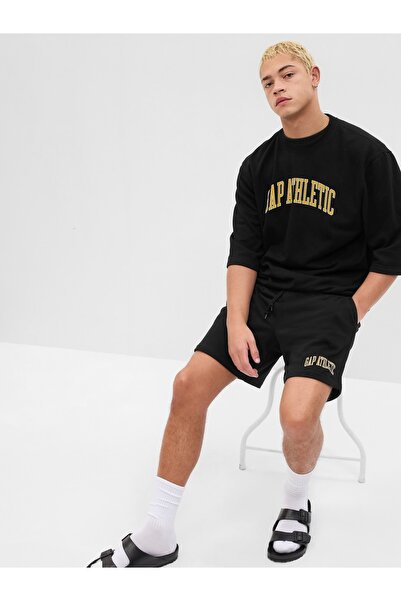 GAP Erkek Siyah Gap Logo Yarım Kol Sweatshirt