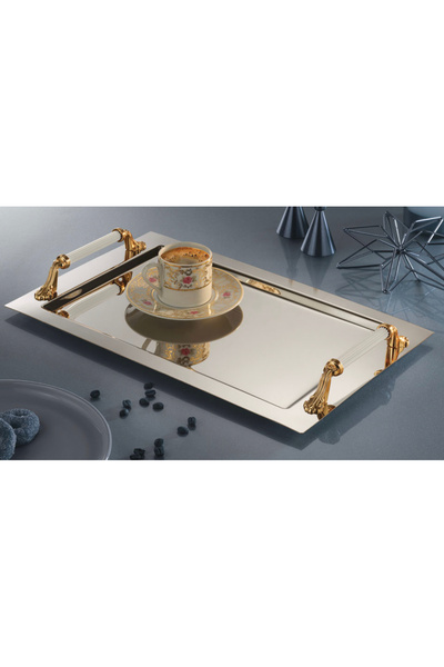 Tiamo Sofia Kahve Tepsi White Gold 25 Cm / 38 Cm