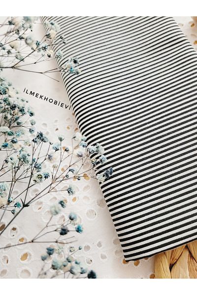 ilmekhobievi Poplin Fabric Striped Black Color 100% Cotton 50×170cm (1Prç)