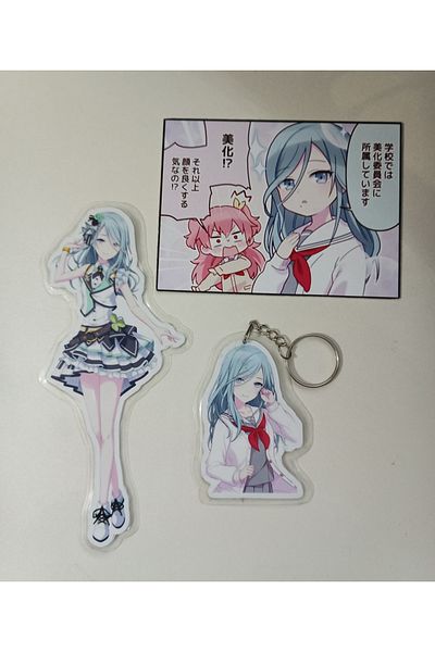 nihonwosekai Hatsune Miku Pjsekai Πολύχρωμο Anime Σετ σελιδοδεικτών με μπρελόκ με επικάλυψη πλαστικοποίησης PVC