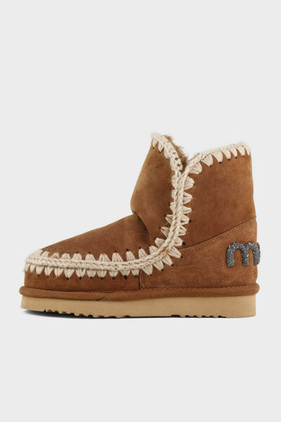 Mou Genuine Leather Eskimo Boots with Glitter Logo Detail - Stitched Boots Mu.Fw 101050 A Cog
