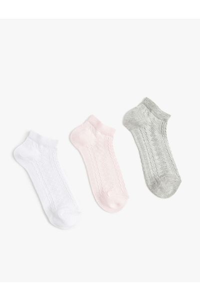 Koton Socks Set Basic Textured 3-Piece Multicolored Cotton
