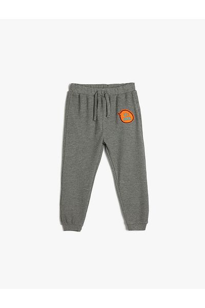 Koton Jogger Sweatpants Applique Detailed Tie Waist Textured