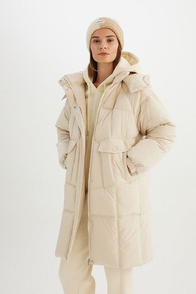 DeFacto Langer wasserabweisender Daunenmantel – Kapuzenpullover, Reißverschluss und Taschen C9526AX24WN