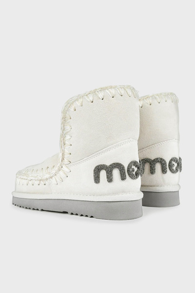 Mou Genuine Leather Glitter Logo Detailed Stitched Eskimo Boots Boots Mu.Fw 101050 A Chlk