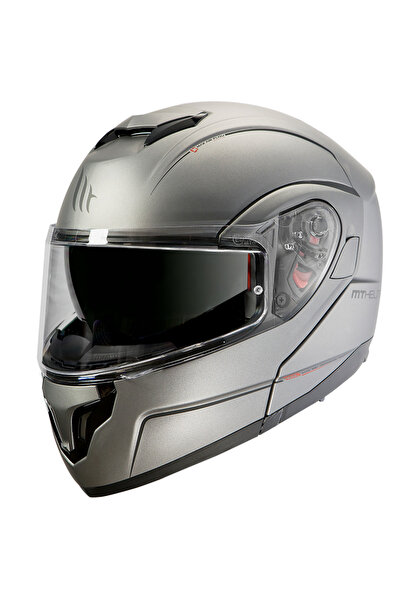 MT ATOM SV SOLID ÇENE AÇILIR KASK A2 GLS MAT TITANIUM KASK SMALL