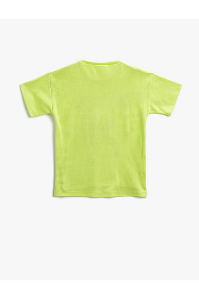 Koton Textured Printed Short Sleeve Crew Neck T-Shirt