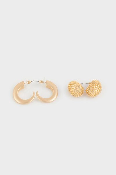 DeFacto Matte Silver Women's Earrings Set of 2 - E1309Axns