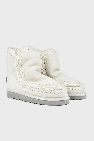 Mou Genuine Leather Glitter Logo Detailed Stitched Eskimo Boots Boots Mu.Fw 101050 A Chlk