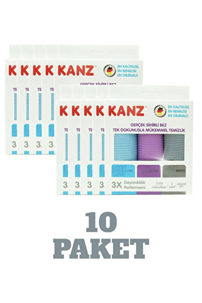 Kanz 3'lü Alman Mikrofiber Cam Ve Tezgah Bezi,(10 PAKET)en Yumuşak Ve Leke Tutmayan Sihirli Bez 40x60 Cm