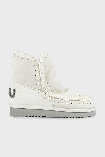 Mou Genuine Leather Glitter Logo Detailed Stitched Eskimo Boots Boots Mu.Fw 101050 A Chlk