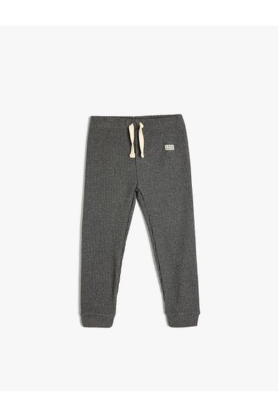 Koton Textured Basic Sweatpants - Tie-Up Waist Design