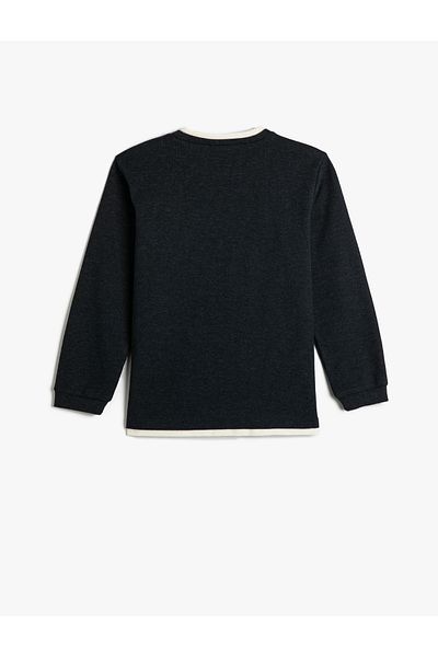 Koton Basic Sweatshirt Crew Neck Long Sleeve Soft Textured Ribbed