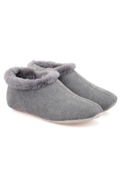 Desa Gray Women's Fluffy Wool Booties