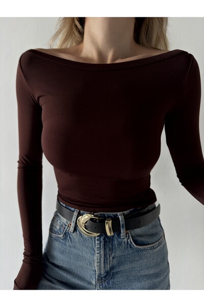 Moda Hour Mh Kayık Yaka Kahve Body