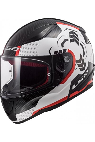 LS2 RAPID GHOST KAPALI KASK BEYAZ-SİYAH-KIRMIZI